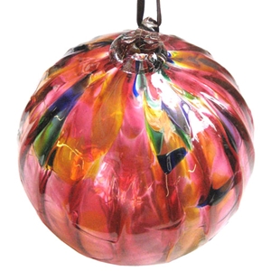 Fuschia and Green Marbled Ornament