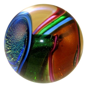 Orange, Black, and Violet Dicro Swirl Inside Clear Window