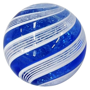 Hot House Glass - "Blue and White Fine Lined Swirl"