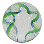 Glass Eye Studio Marble Weight - "Green and Blue Latticino Rainbow"