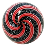 Hot House Glass - "Black, White, and Red Lined Swirl"