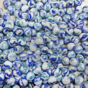 25 Glass Marbles TIGER SHARK iridescent White Blue Purple Game pak Shooter Swirl 