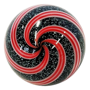 Hot House Glass - "Black, White, and Red Lined Swirl"