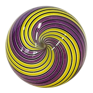 Hot House Glass - "Purple and Yellow Swirl with Black Lines"