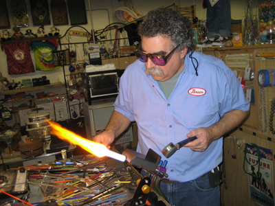 Bruce making a marble on the torch
